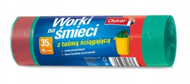 WORKI NA ŚMIECI OSKAR Z TAŚMĄ HD ZIELONE 35 L 15 SZT WORKI NA ŚMIECI OSKAR Z TAŚMĄ HD ZIELONE 35 L 15 SZT